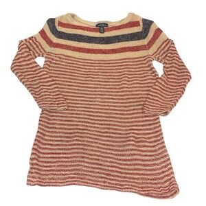 Vtg Ralph Lauren Striped Linen Cotton Sweater Coastal Grandma Old Money LRL S